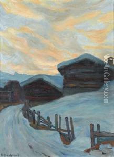 Winterliche Dorfpartie Oil Painting - Hans Beat Wieland