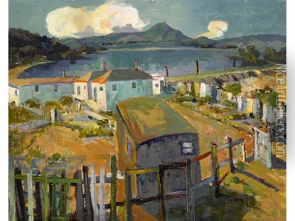 Tiburon Highway Along The Lagoon Oil Painting - Selden Connor Gile