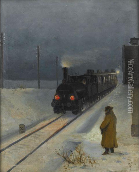 The Night Train Oil Painting - Abraham Neumann