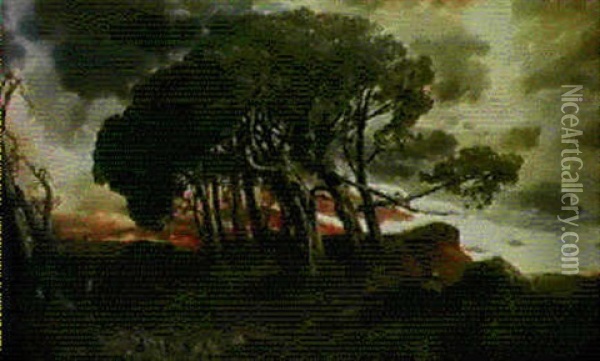 Gewitterstimmumng Oil Painting - Josef Haunstetter