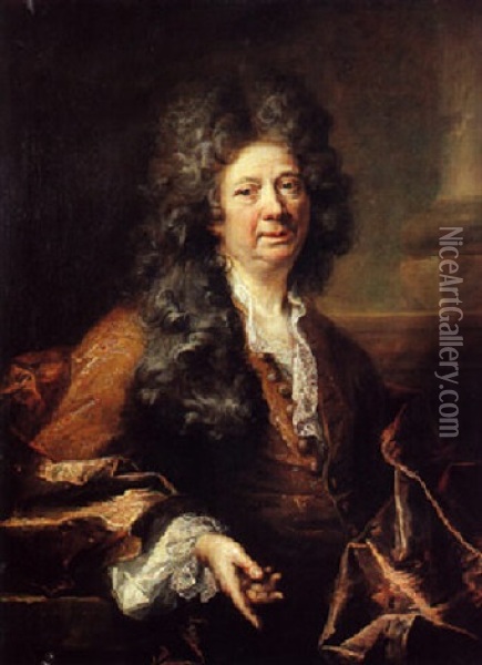Portrait D'homme Au Gilet Brode Oil Painting - Francois Jouvenet the Younger