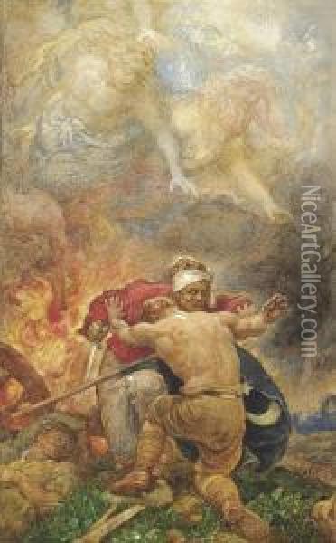 Cain And Abel: The Struggle Against Evil Oil Painting - Henry John Stock