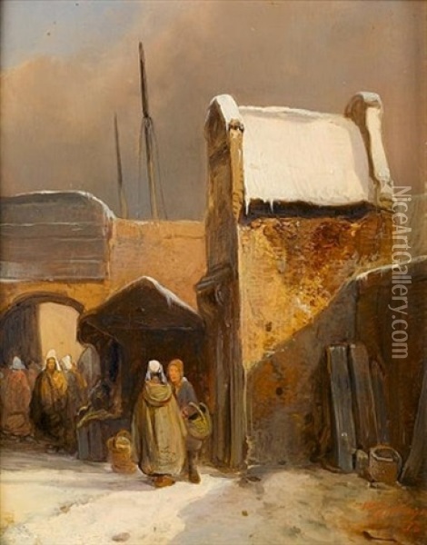 Figures At A City Gate Oil Painting - Wijnand Jan Joseph Nuyen