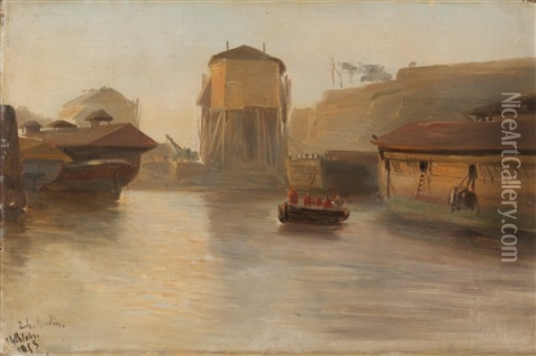 Im Hafen Oil Painting - Baron Jean Antoine Theodore Gudin
