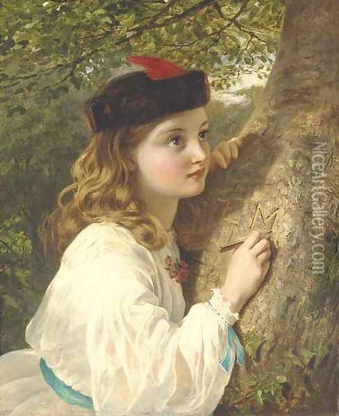 The initials Oil Painting - Sophie Gengembre Anderson