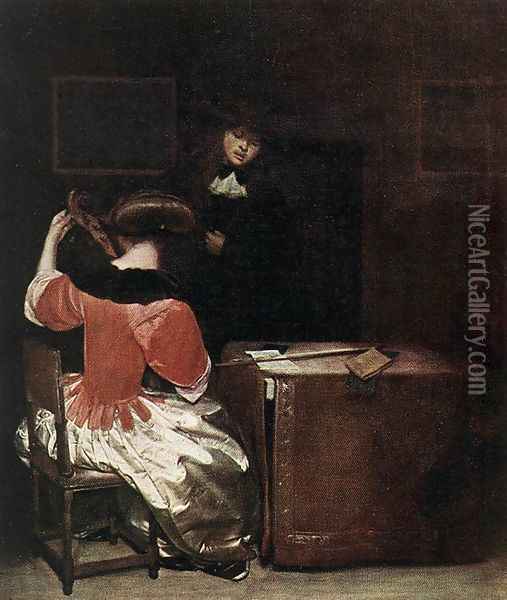 The Music Lesson Oil Painting - Gerard Ter Borch