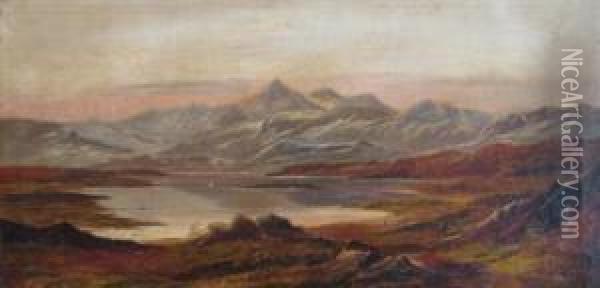 Mountainscape In The Light Of The Sunset Oil Painting - Charles Leslie
