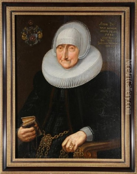 Portrait Of Anna Bre (at Age 76) Oil Painting - Nicolaes Eliasz Pickenoy