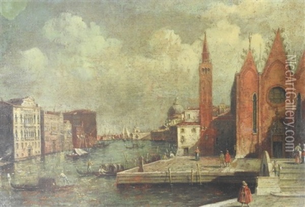 A Pair Of Venetian Scenes Oil Painting - Giacomo Guardi