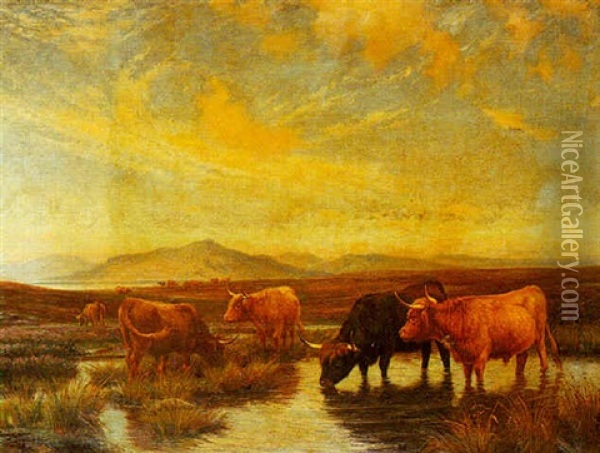 A Souvenir Of Loch Rannoch Oil Painting - Wright Barker