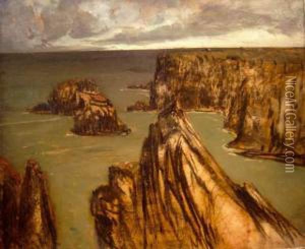 Falaises A Belle-ile Oil Painting - Charles Cottet