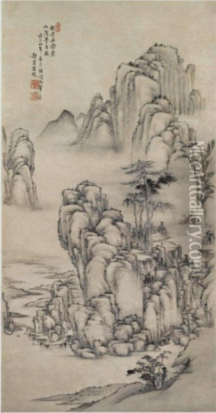 Landscape After Guan Tong (10th Century) Oil Painting - Tang Dai