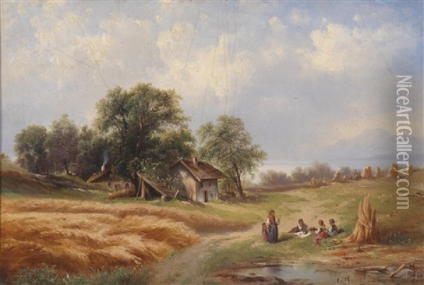 Rast Bei Der Heuernte Oil Painting - Karl Franz Emanuel Haunold