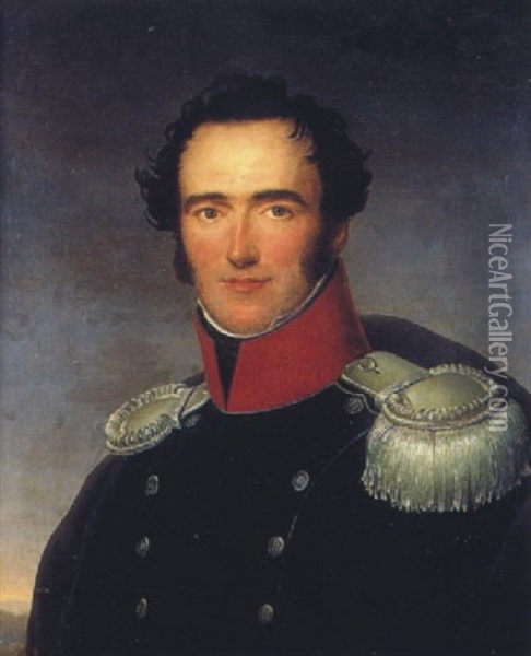 Portrait D'un Officier Oil Painting - Henri Francois Riesener