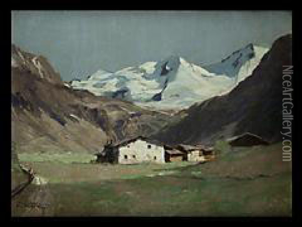 Alpenlandschaft Mit Gehoft Oil Painting - Hans Maurus