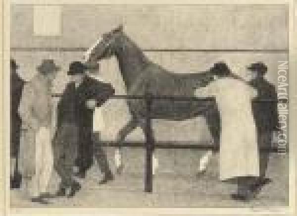 Horse Dealers (ward's Repository No. 1) (dry 33) Oil Painting - Robert Polhill Bevan