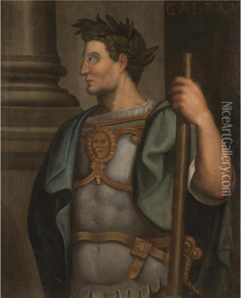 Portrait Of The Emperor Galba, Half-length Standing In Profile, Wearing A Laurel Wreath Oil Painting - Bernardino Campi