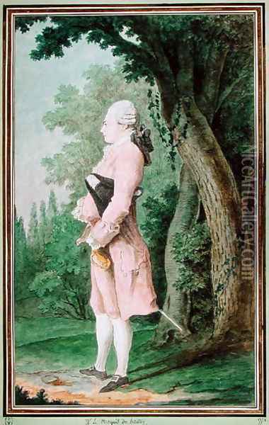 The Marquis de Hautoy, 1774 Oil Painting - Louis Carrogis Carmontelle