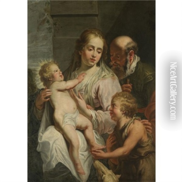 The Holy Family With The Infant Saint John The Baptist Oil Painting - Cornelis Schut the Elder