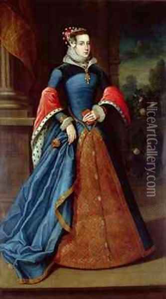 Lady Mary Fitzalan Oil Painting - Eworth or Ewoutsz, Hans
