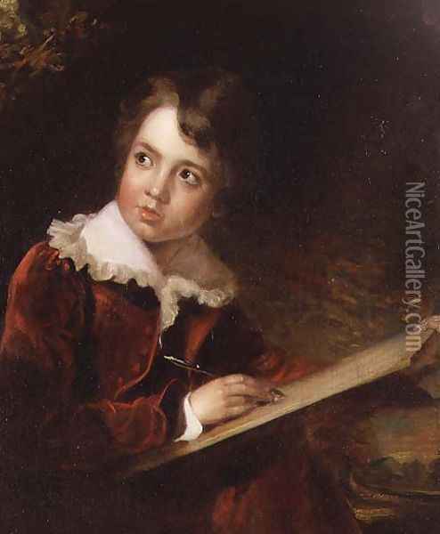 Young Boy Writing Oil Painting - Elisabeth Vigee-Lebrun