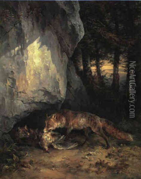 Ruckkehr Von Der Jagd Oil Painting - Friedrich Gauermann