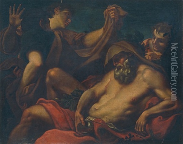L'ebbrezza Di Noe Oil Painting - Johann Carl Loth