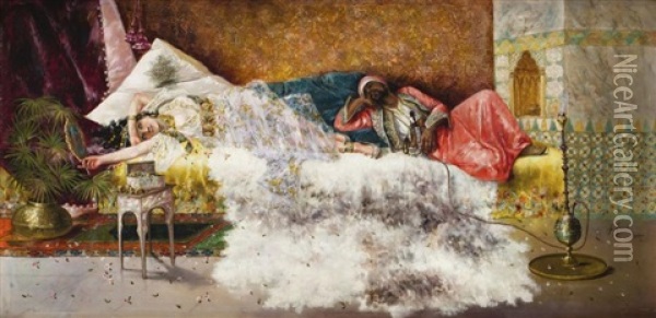 Au Harem Oil Painting - Antonio Rivas