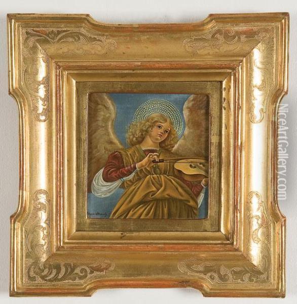 Angel With Violin Oil Painting - Melozzo da Forli