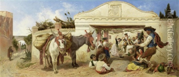 Spanish Posada, Granada Oil Painting - Richard Ansdell