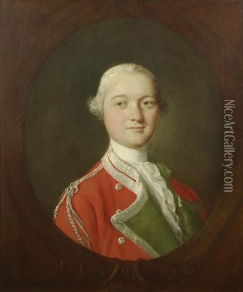 Portrait Of A Gentleman, Bust-length, In Officer's Uniform Oil Painting - Thomas Gainsborough