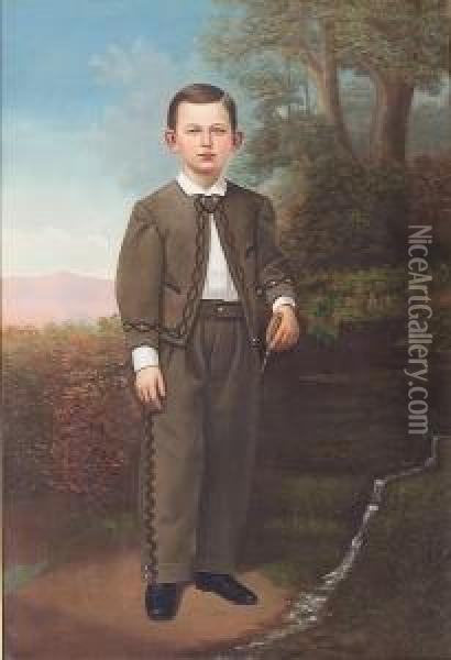 A Portrait Of A Young Boy Wearing A Mexican Riding Outfit, Circa 1850 Oil Painting - Charles Christian Nahl
