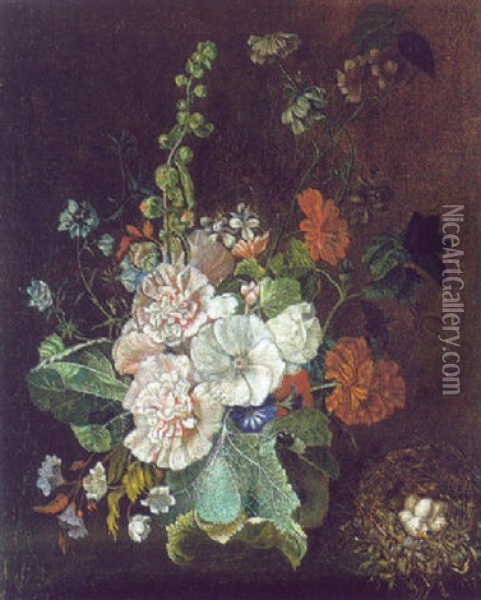 Blumenstraus In Einer Vase Oil Painting - Johann Baptist Drechsler