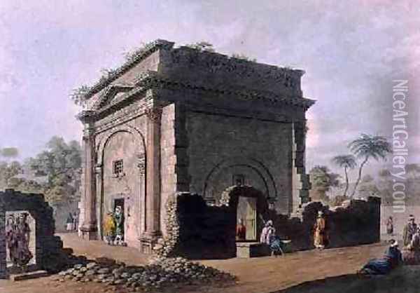 Roman Triumphal Arch Latachia in Syria from Views in the Ottoman Dominions 1810 Oil Painting - Luigi Mayer