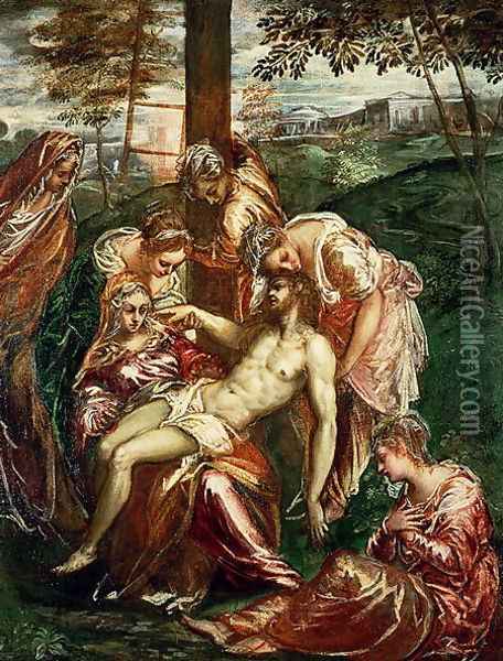 Descent from the Cross Oil Painting - Domenico Tintoretto