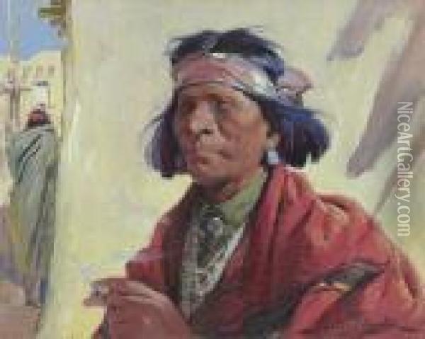 Taos Indian Oil Painting - Ira Diamond Gerald Cassidy
