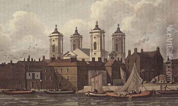 St. Johns Church Westminster, 1815 Oil Painting - Thomas Hosmer Shepherd