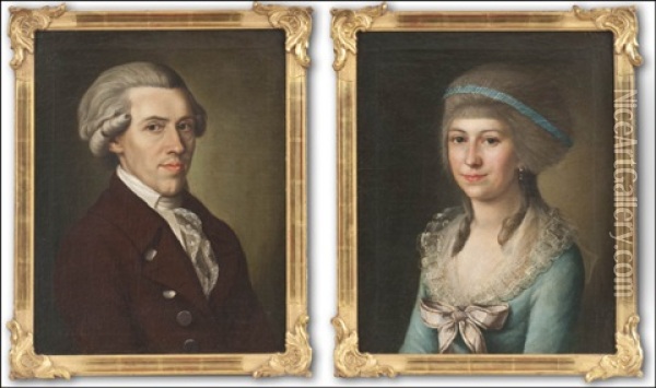 Portrait Of A Man (+ Portrait Of A Woman; Pair) Oil Painting - Benjamin Patersson
