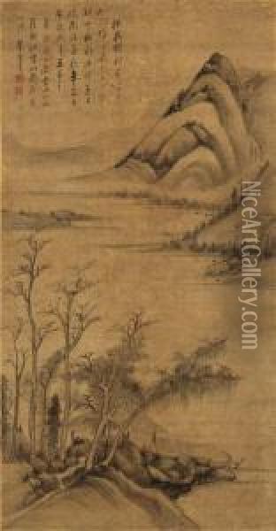 Landscape Of Mount Lingyan Oil Painting - Dong Qichang
