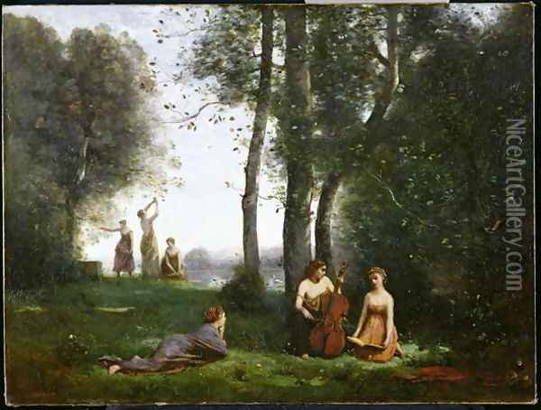 Le Concert Champetre, c.1857-58 Oil Painting - Jean-Baptiste-Camille Corot