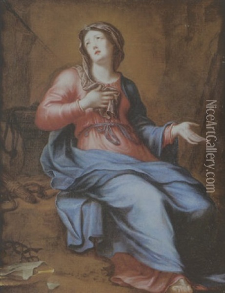 La Vierge De Douleur Entouree Des Instruments De La Passion Du Christ Oil Painting - Nicolas Pierre Loir
