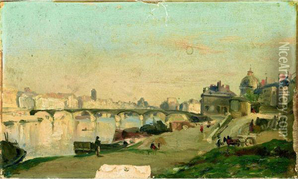 Vue Du Pont Neuf A Paris Oil Painting - Leon Fleury