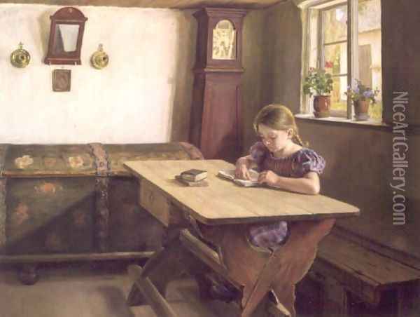 The Young Scholar Oil Painting - Holga Reinhard