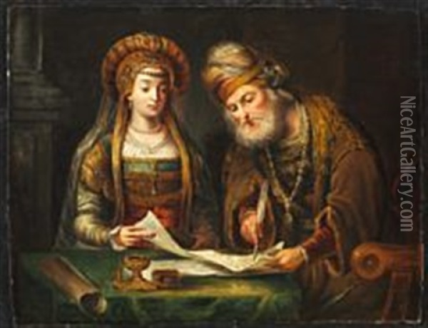 The Marriage Contract Oil Painting - Govaert Flinck