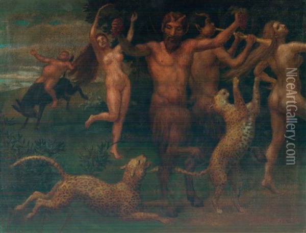 Bacchanal Mit Raubkatzen Oil Painting - Arthur Volkmann