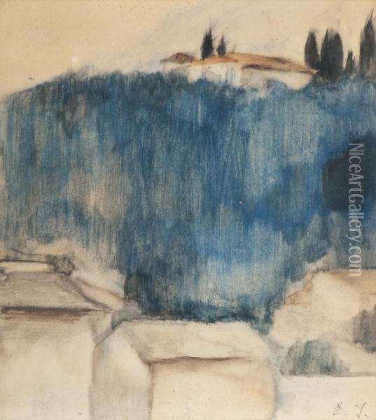 Landscape From Florence Oil Painting - Einar Ilmoni