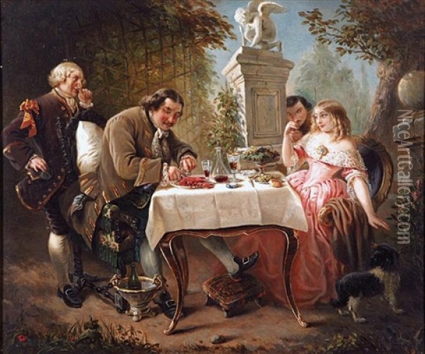 Le Dejeuner Dans Le Parc Oil Painting - Herman Maurice Cossmann