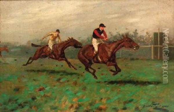 The Last Furlong Oil Painting - George Wright