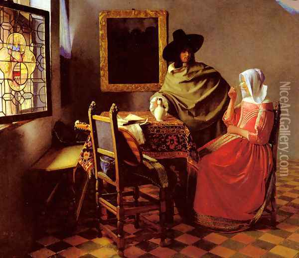 The Glass Of Wine Oil Painting - Jan Vermeer Van Delft