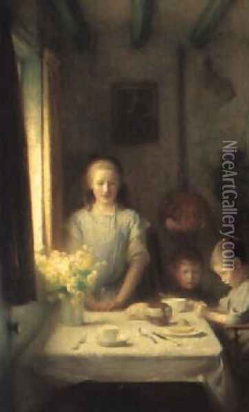 The little mother Oil Painting - Arthur Hacker